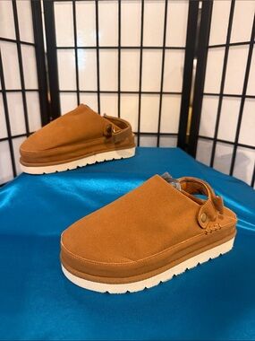 Kids Slip-On Clog Slippers in Tan with White Sole